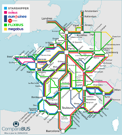 Carte réseaux bus France